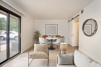 Living room with a white couch